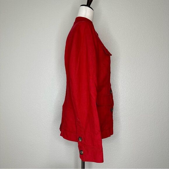 Dana Buchman 100% Linen Red Button Down Jacket Shacket - Picture 5 of 12